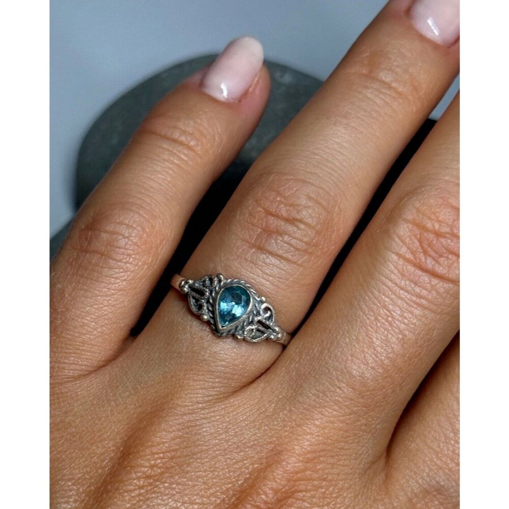 925 STERLING SILVER AQUAMARINE RING SIZE 6.5